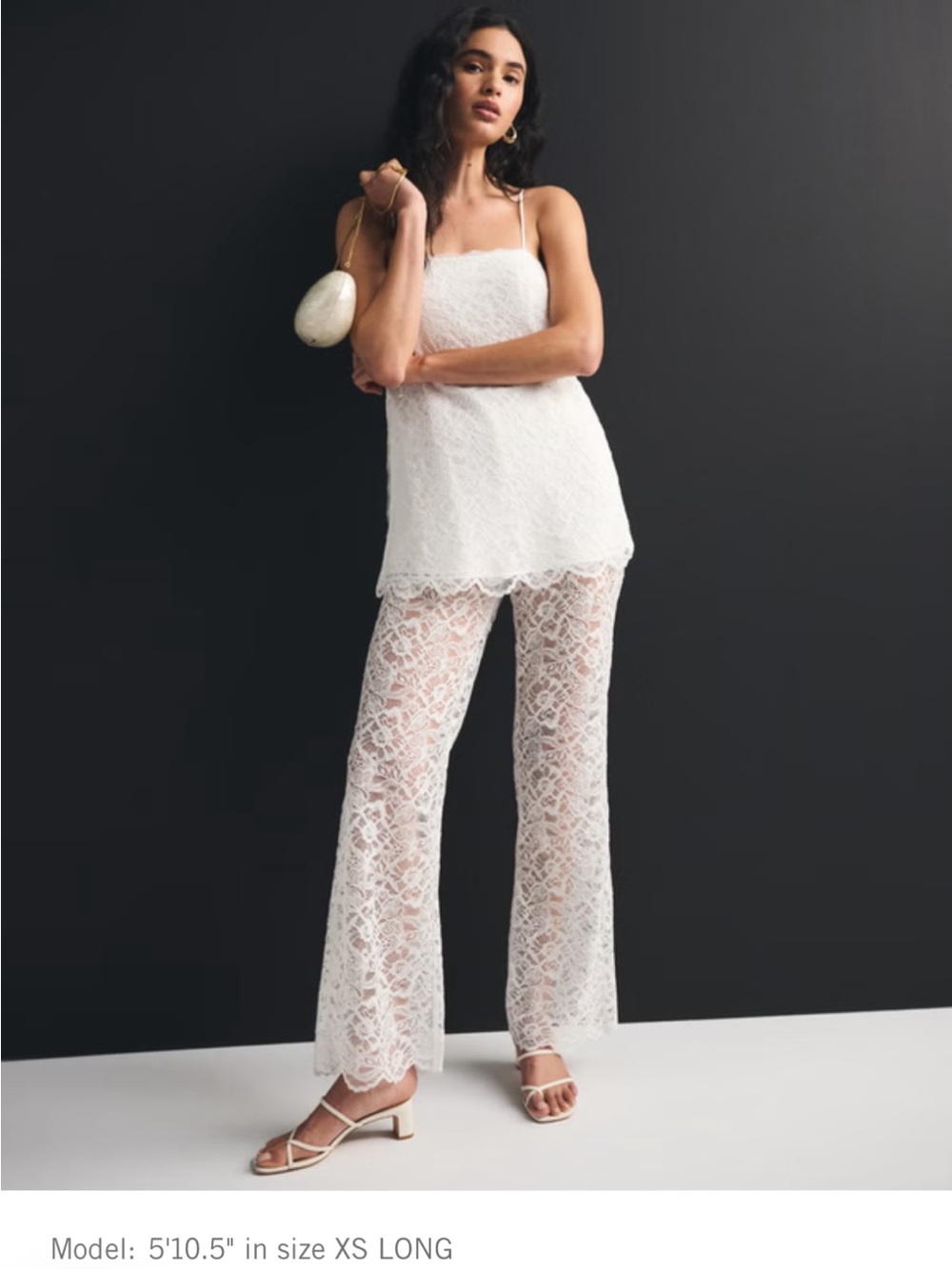Abercrombie & Fitch White Lace Cami and Sheer Lace Pants Set